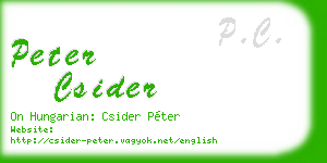 peter csider business card